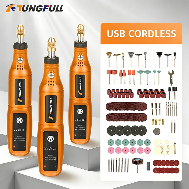 Power Tools Kit Set - TUNGFULL Penggiling Listrik Mini Nirkabel Isi
