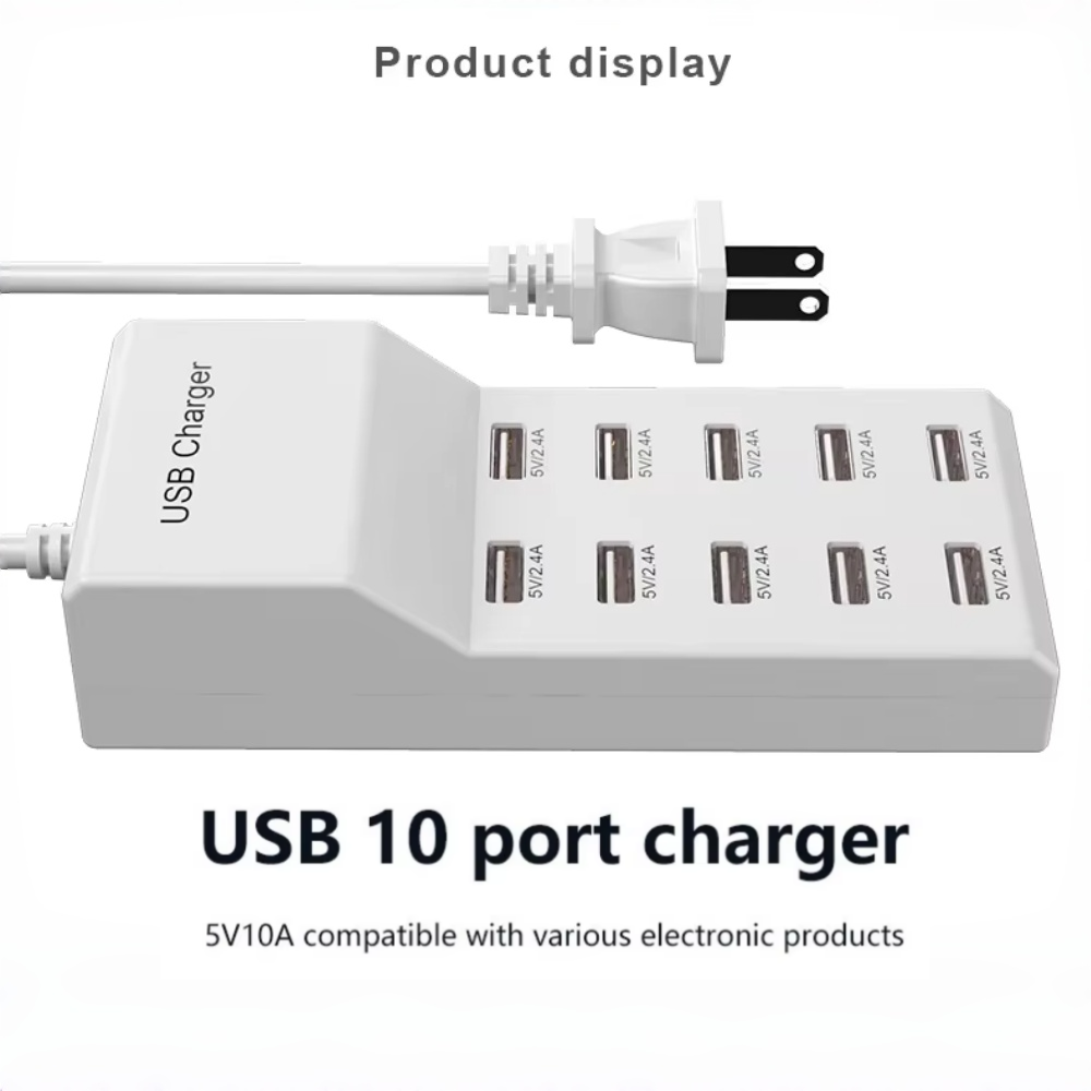 Power Tools Uk - Hub USB 10 Port Pengisi Daya